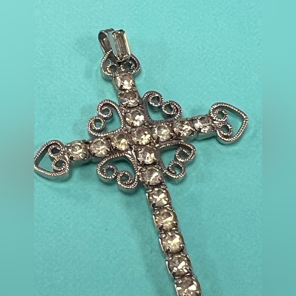 Vintage Rhinestone Cross Pendant/2in - Picture 7 of 9